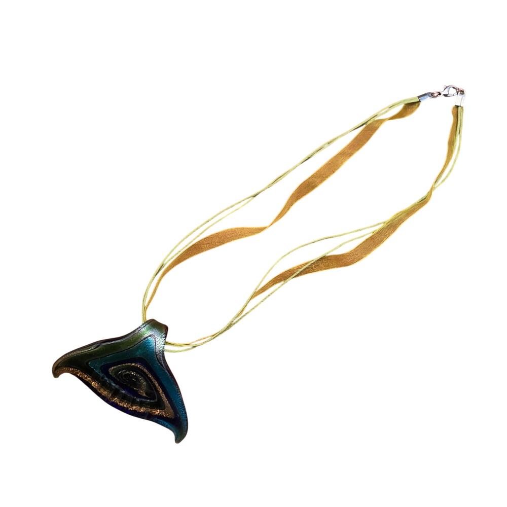 Tisbury Art Glass dichroic glass whale tail pendant necklace